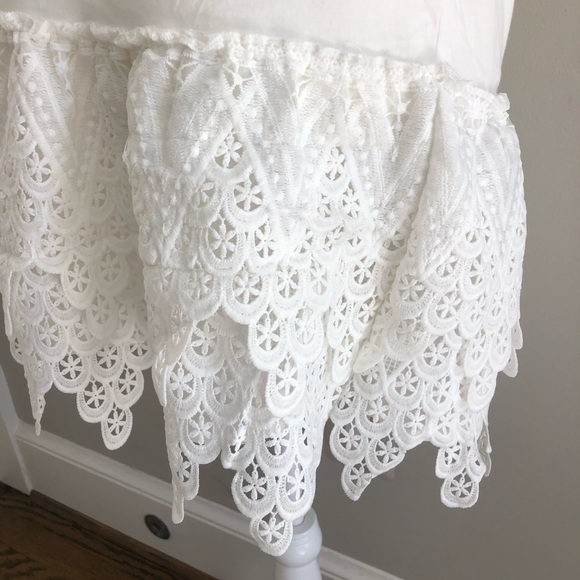 English Factory Lace Trim T-shirt Dress in White - Picture 3 of 7